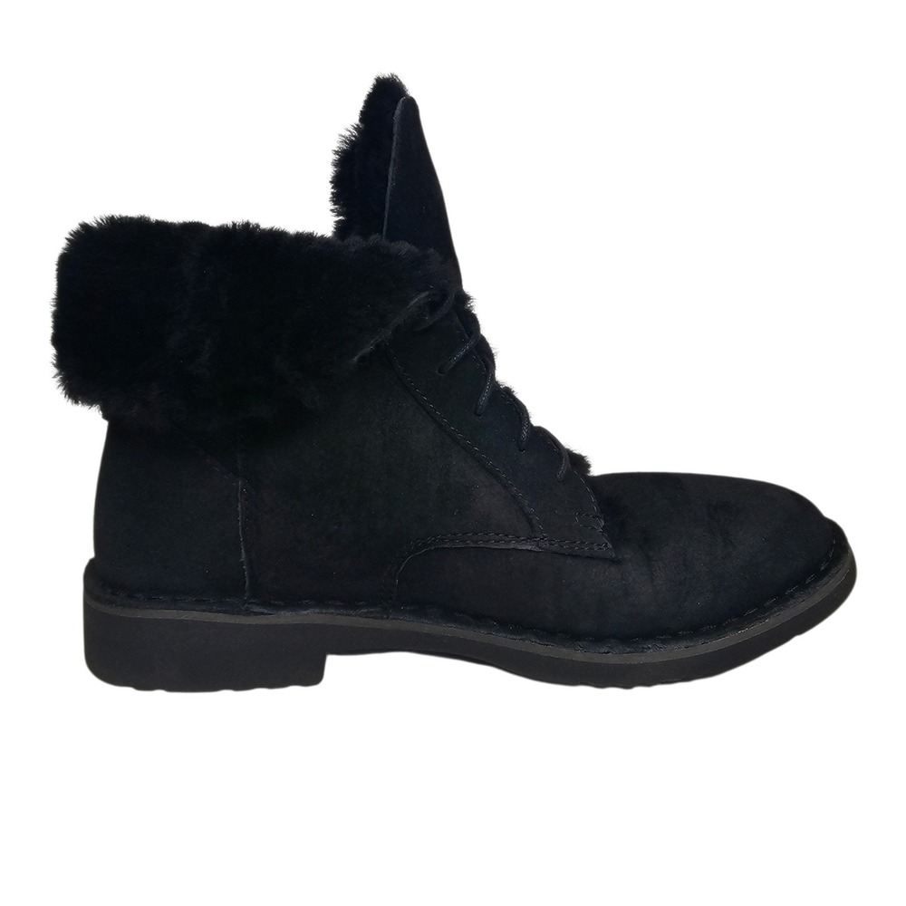 UGG Quincy Womens 7.5 Black Suede Shearling Lace Up Ankle Boots 1012359 - Picture 5 of 10